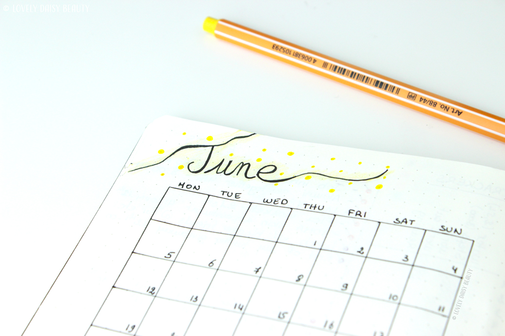June bullet journal monthly layout 4