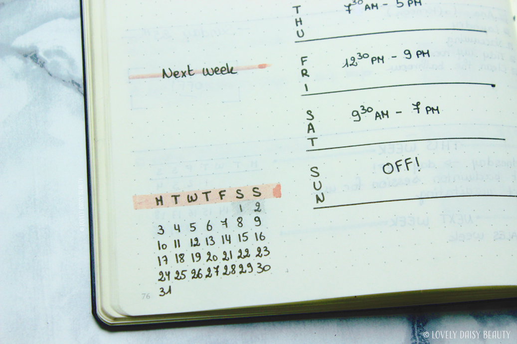weekly layout bullet journal work schedule to do list 3