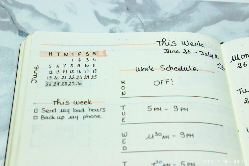weekly layout bullet journal work schedule to do list 2